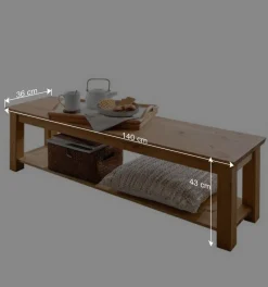 Wohnen 140x43x36 Wohnraum Holzbank in Eichefarben - Voeca