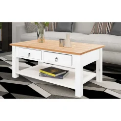 Wohnen 110x45x60 Wohnziimmer Tisch mit zwei Schubladen - Syntia