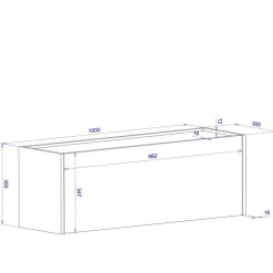 Wohnen 100x35x30 Wohnzimmer Hängeschrank mit Klappe - Ahilav