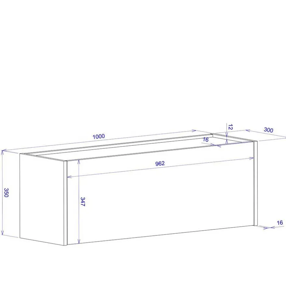 Wohnen 100x35x30 Wohnzimmer Hängeschrank mit Klappe - Ahilav