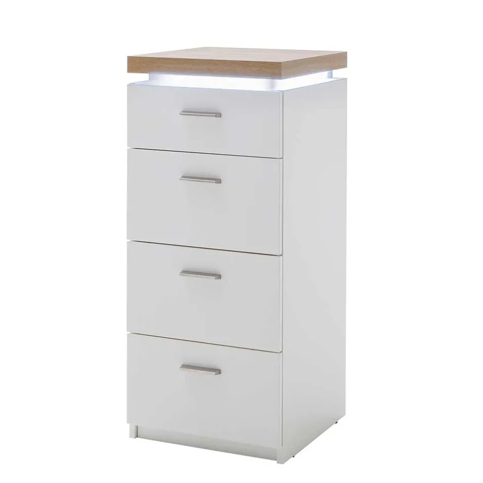 42x98x44 Wohnzimmer Hochkommode mit LED - Nusenia^Wohnen Outlet