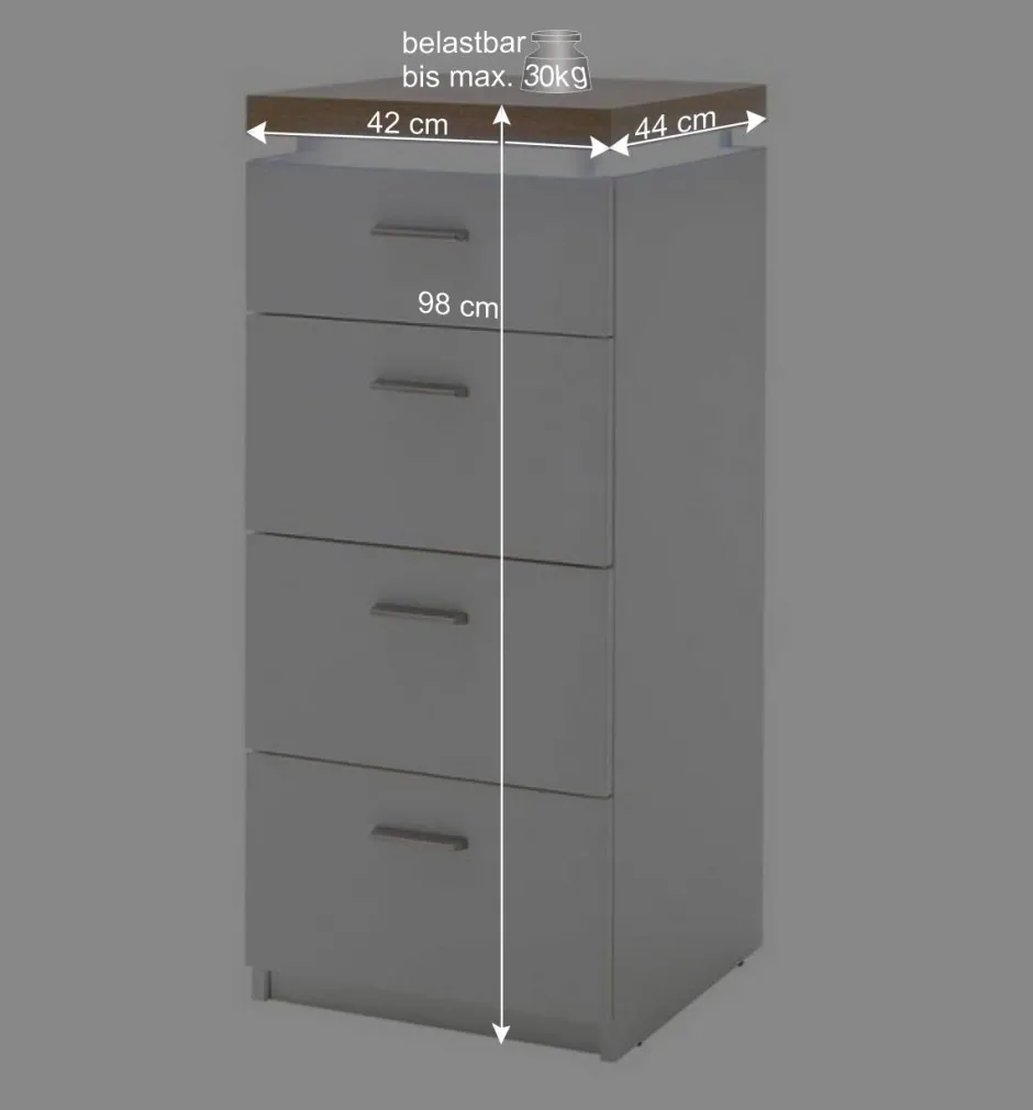 42x98x44 Wohnzimmer Hochkommode mit LED - Nusenia^Wohnen Outlet