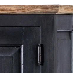 Wohnen 61x180x42 Wohnzimmer Schrank in Schwarz & Teak - Niovan