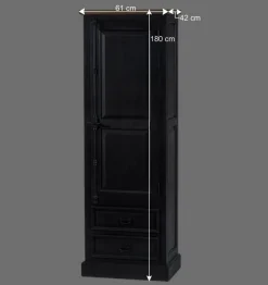 Wohnen 61x180x42 Wohnzimmer Schrank in Schwarz & Teak - Niovan