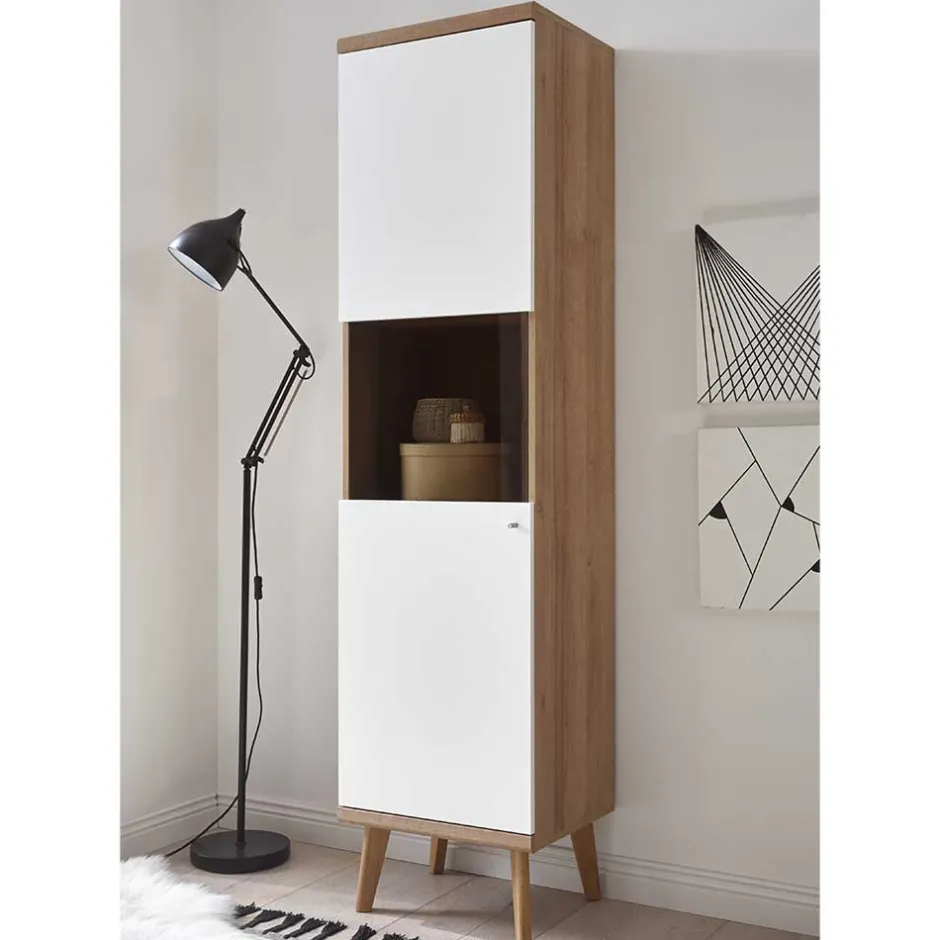 50x197x40 Wohnzimmer Schrank mit Glas - Cablos I^Wohnen