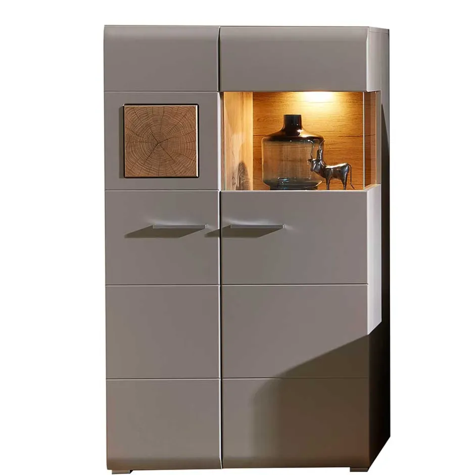 Wohnen 80x139x37 Wohnzimmer Schrank mit Glas Einsatz - Fraguca