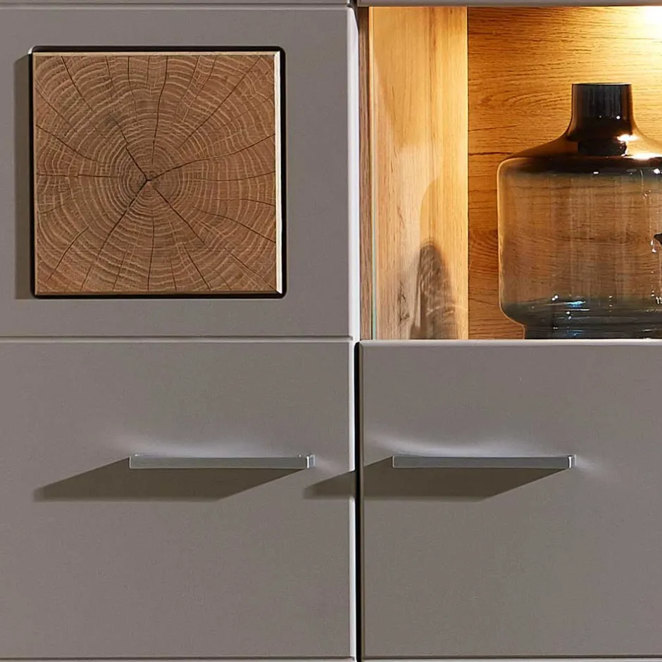 Wohnen 80x139x37 Wohnzimmer Schrank mit Glas Einsatz - Fraguca