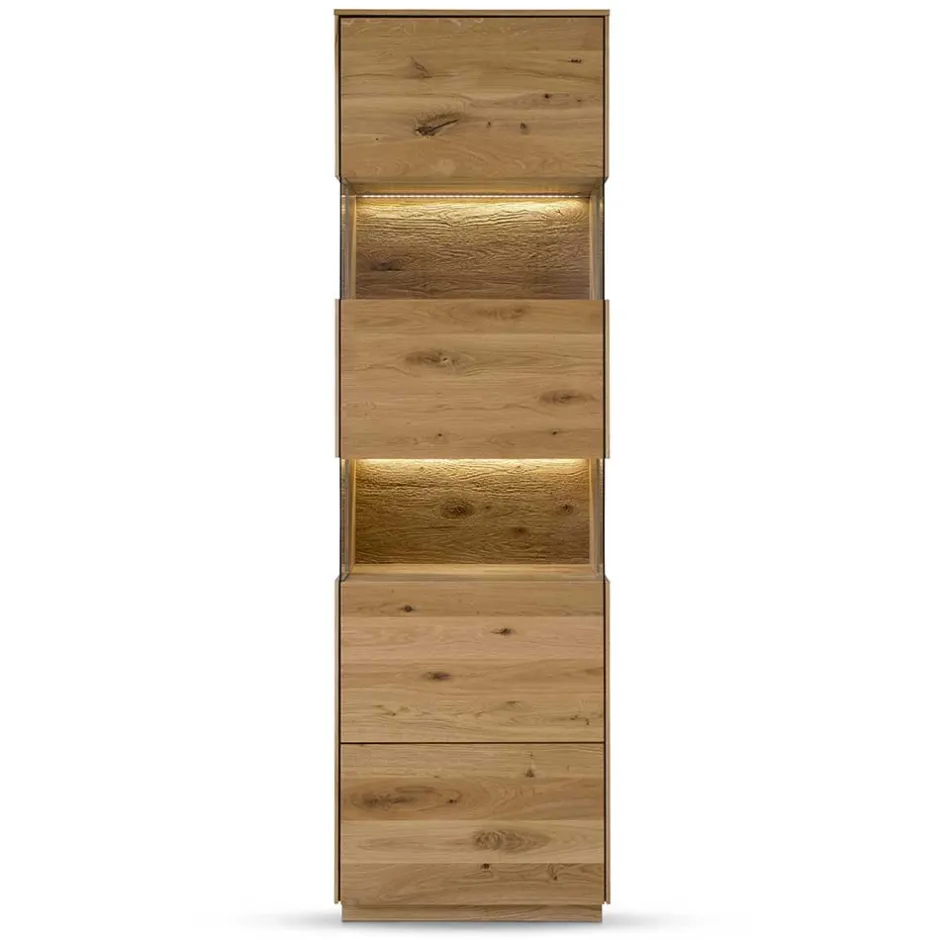 63x208x44 Wohnzimmer Vitrine aus Wildeiche massiv - Obinson^Wohnen