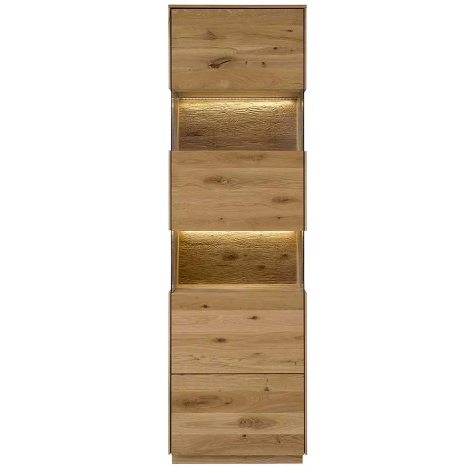 63x208x44 Wohnzimmer Vitrine aus Wildeiche massiv - Obinson^Wohnen