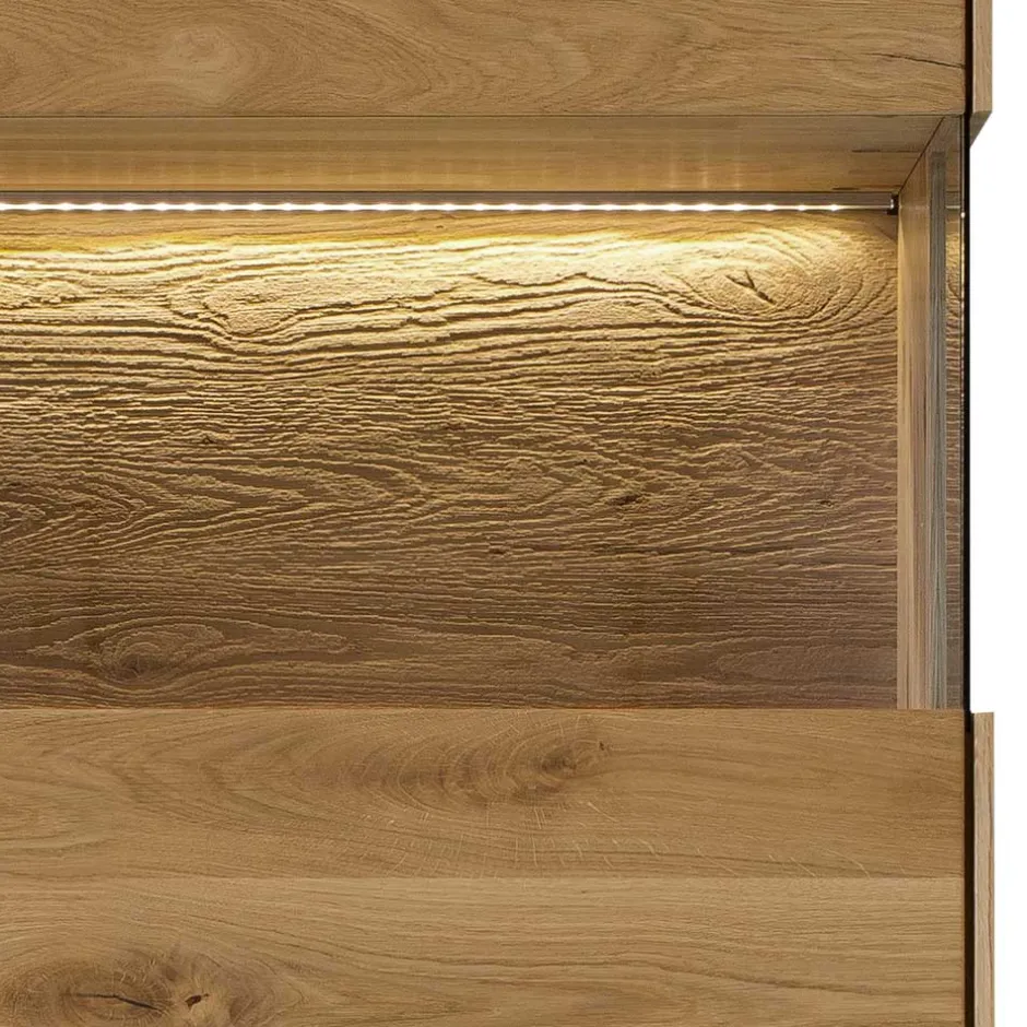 63x208x44 Wohnzimmer Vitrine aus Wildeiche massiv - Obinson^Wohnen