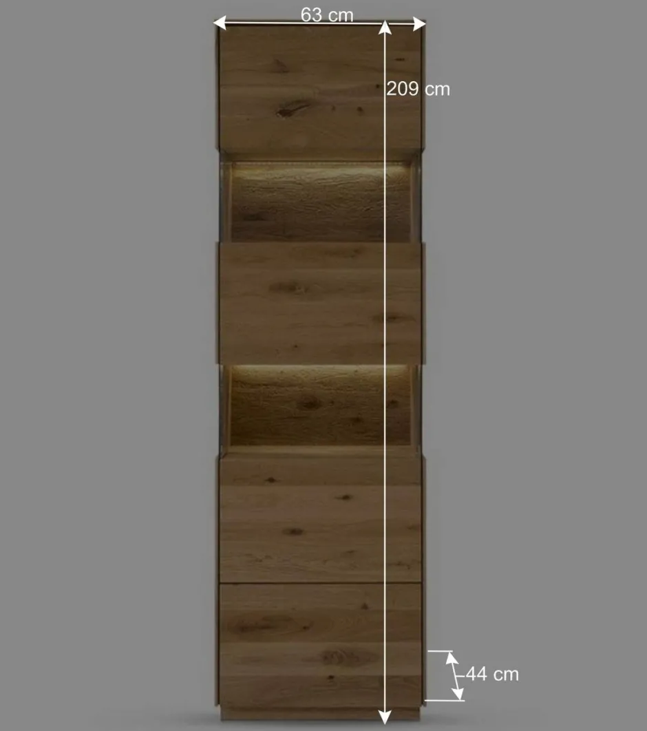63x208x44 Wohnzimmer Vitrine aus Wildeiche massiv - Obinson^Wohnen