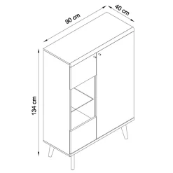 Wohnen 90x134x40 Wohnzimmerschrank in Weiß & Eiche - Cablos
