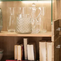 Wohnen 118x141x40 Wohnzimmerschrank mit Glaseinsätzen - Loitons