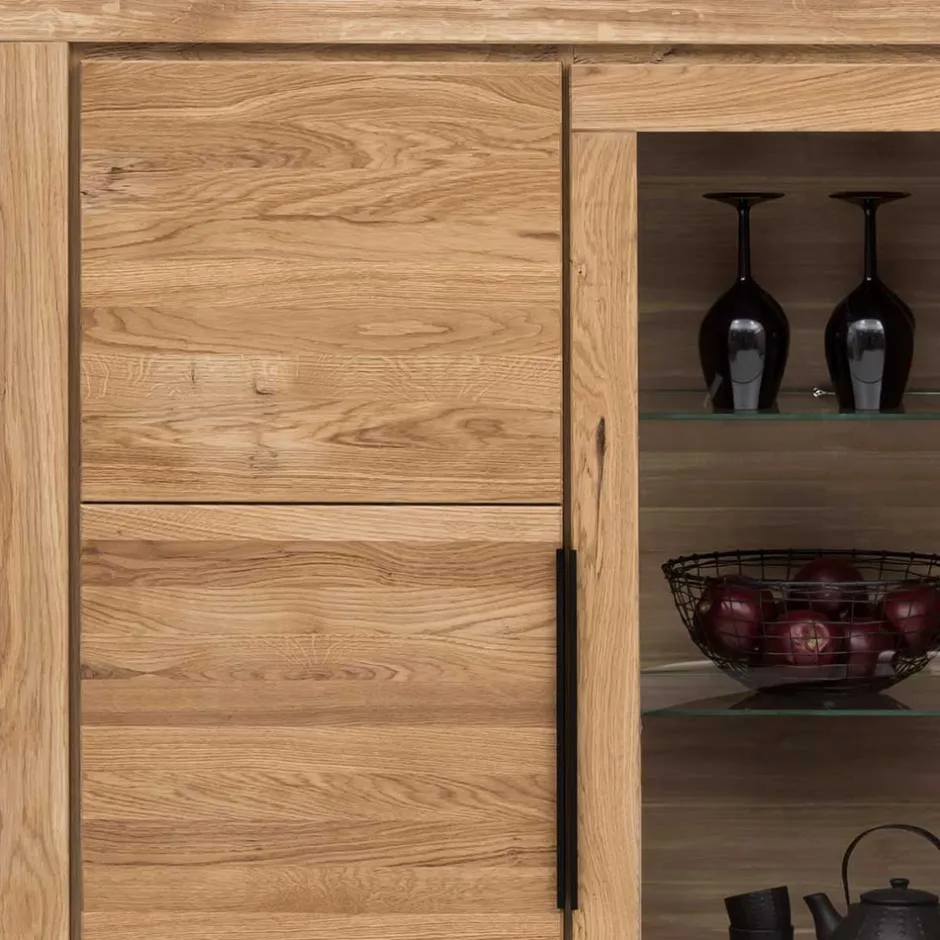 Wohnen 160x141x40 Wohnzimmerschrank mit Glaseinsatz - Nelenia