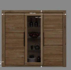 Wohnen 160x141x40 Wohnzimmerschrank mit Glaseinsatz - Nelenia