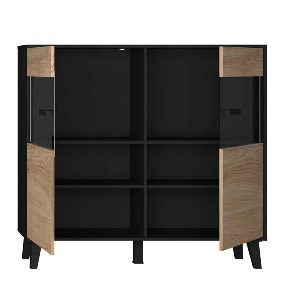 Wohnen 126x118x40 Wohnzimmerschrank mit Glaseinsatz - Paniera