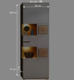 65x205x37 Wohnzimmerschrank mit Glaseinsätzen - Fraguca I^Wohnen Hot