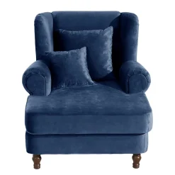 Wohnen XXL Sessel in Dunkelblau Samtvelours - Louam