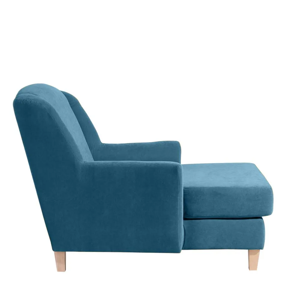 Wohnen XXL Sessel in Petrol Blau & Buche Natur - Mexica