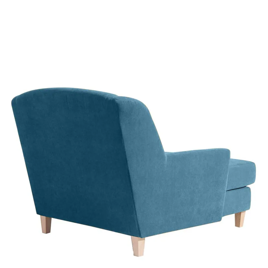 Wohnen XXL Sessel in Petrol Blau & Buche Natur - Mexica