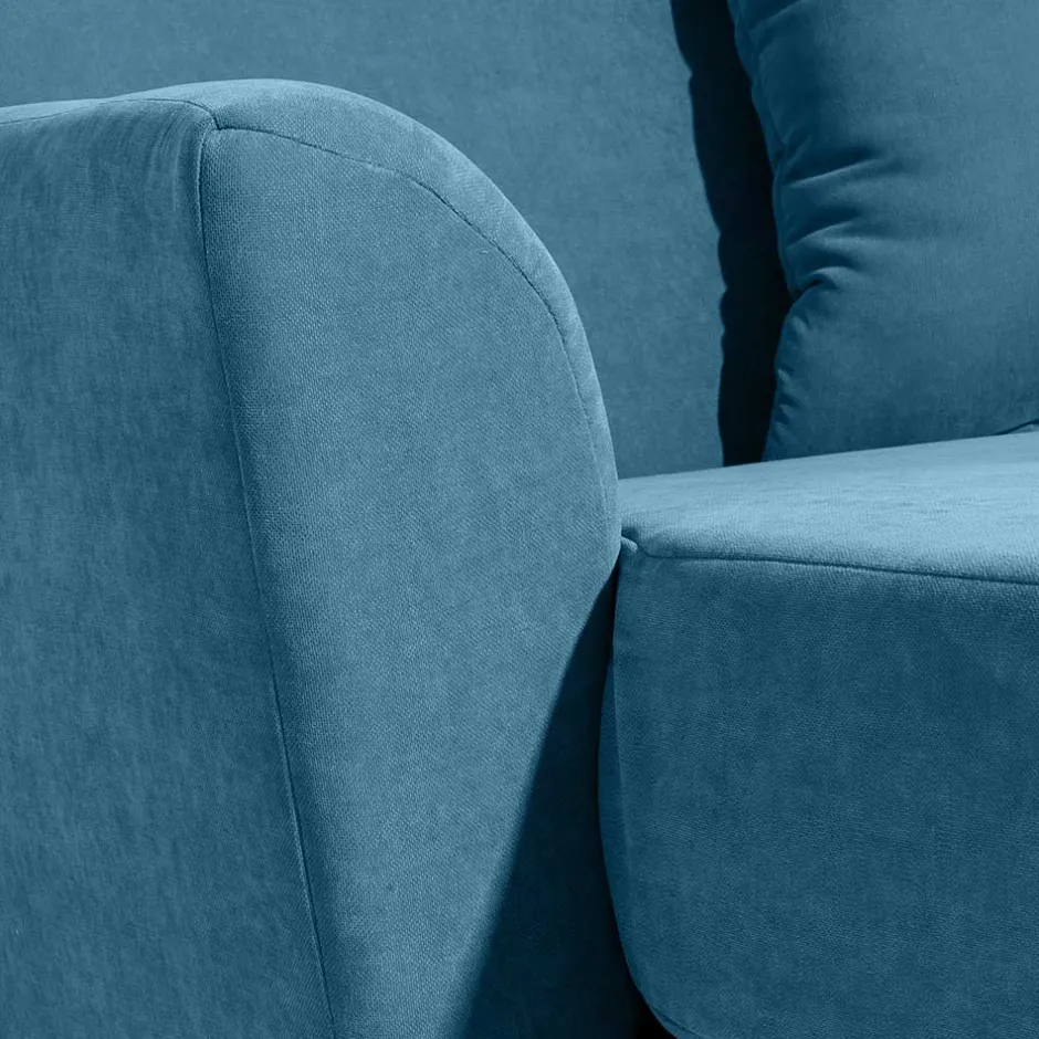 Wohnen XXL Sessel in Petrol Blau & Buche Natur - Mexica