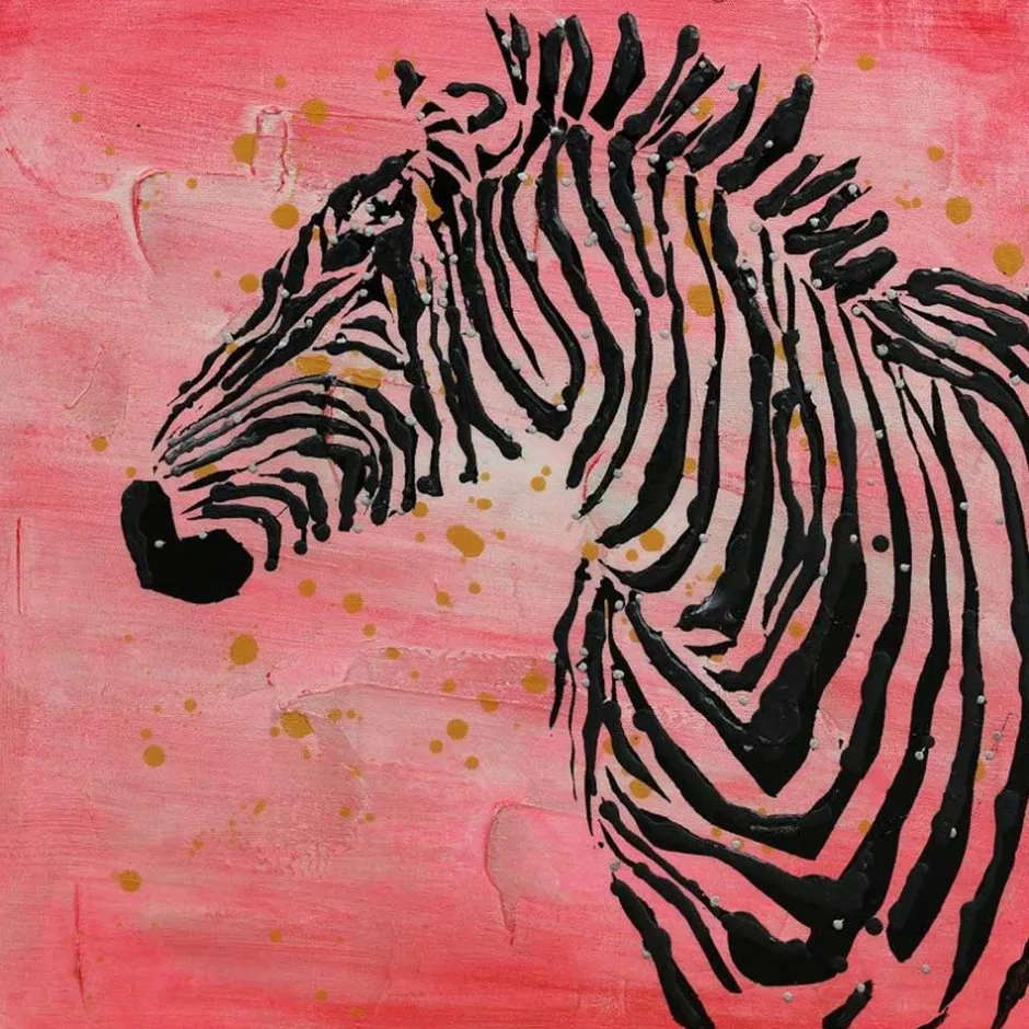 Zebra Wandbild in Rot Schwarz - Huvina^Wohnen Best