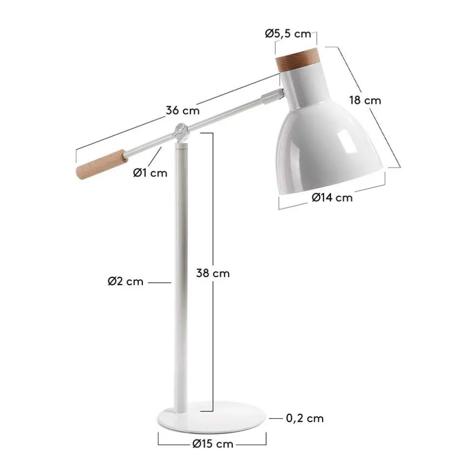 Wohnen Zeitlose Tischleuchte in Weiß & Buche - Laola