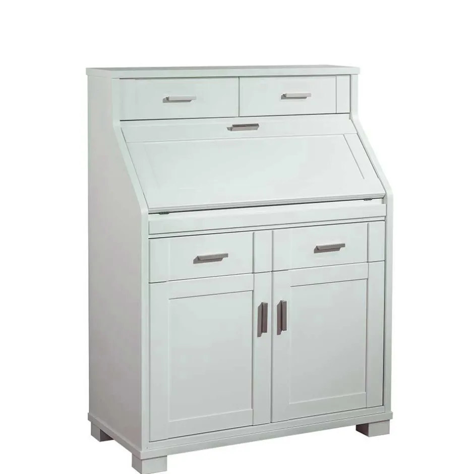 Zeitloser Sekretär Schrank in Weiß lackiert - Ballon^Wohnen Online