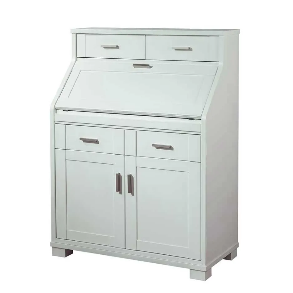 Zeitloser Sekretär Schrank in Weiß lackiert - Ballon^Wohnen Online