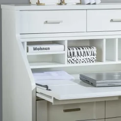 Zeitloser Sekretär Schrank in Weiß lackiert - Ballon^Wohnen Online