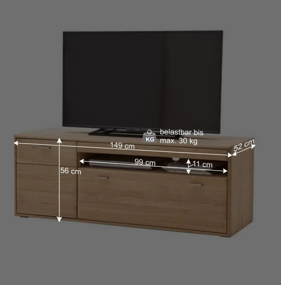 Zeitloses TV Element in Eiche Bianco - Vernella^Wohnen Discount