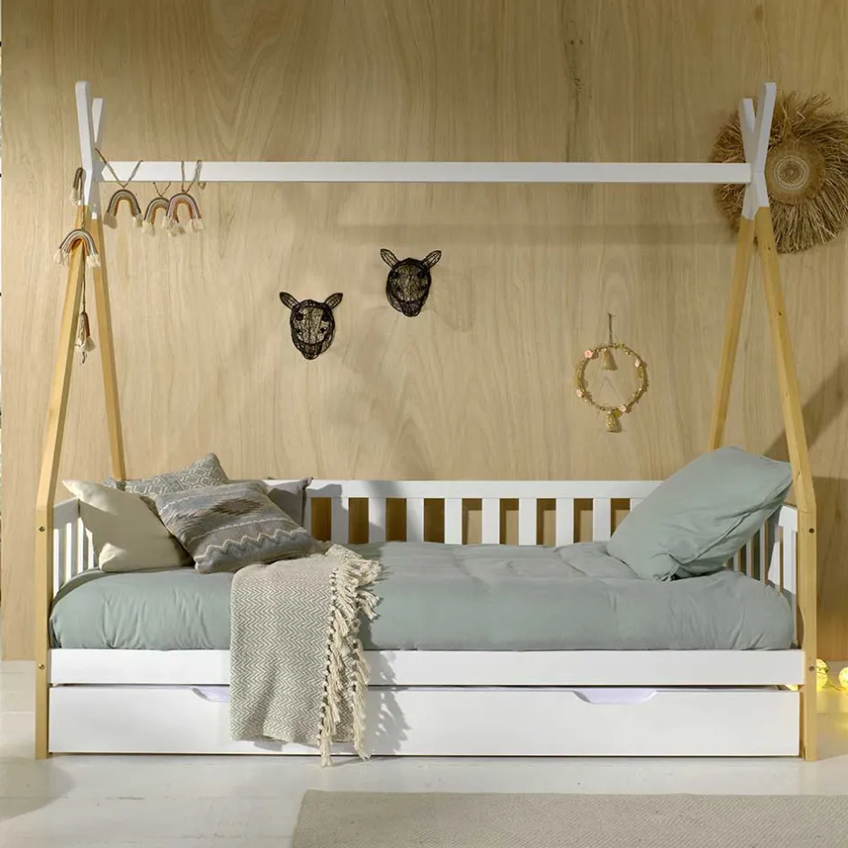 Zeltbett Kojenbett in Weiß & Kiefer - Mileno^Wohnen Hot