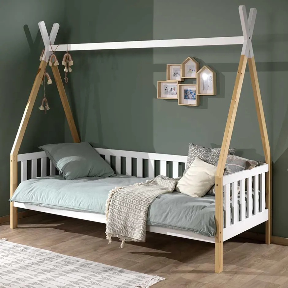 Zeltbett Kojenbett in Weiß & Kiefer - Mileno^Wohnen Hot