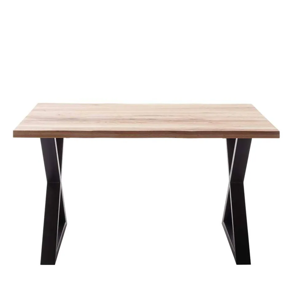 Zerreiche Tisch mit Naturkante und X-Füßen - Yelna^Wohnen Hot