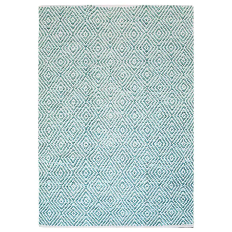 Wohnen Zick Zack Muster Teppich in Türkis und Creme - Menkroa