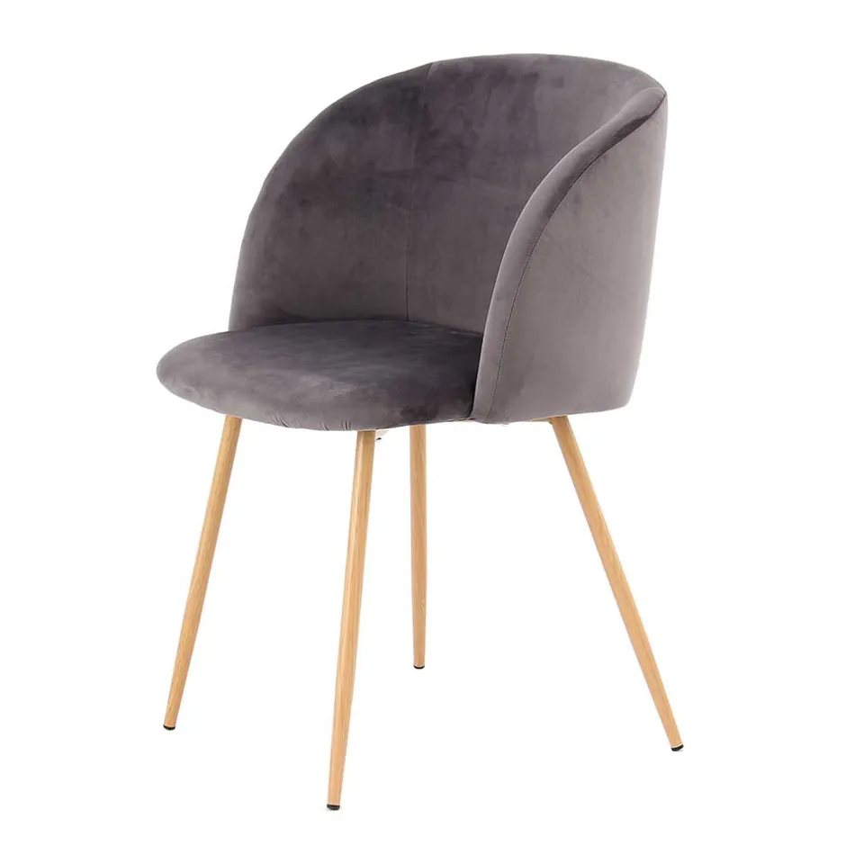 Zwei Esstischstühle in Grau Samt - Antonio (2er Set)^Wohnen