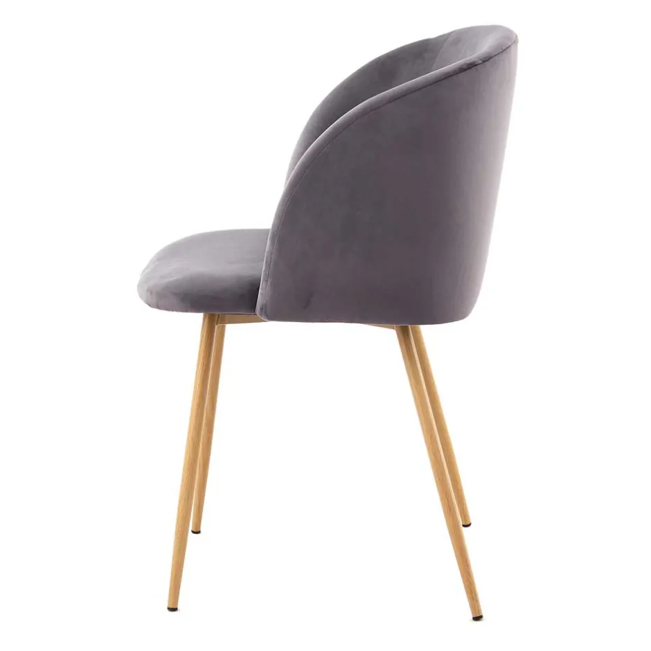 Zwei Esstischstühle in Grau Samt - Antonio (2er Set)^Wohnen