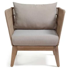 Wohnen Zwei Lounge Sessel Jelaninos mit Holz & Geflecht (2er Set)