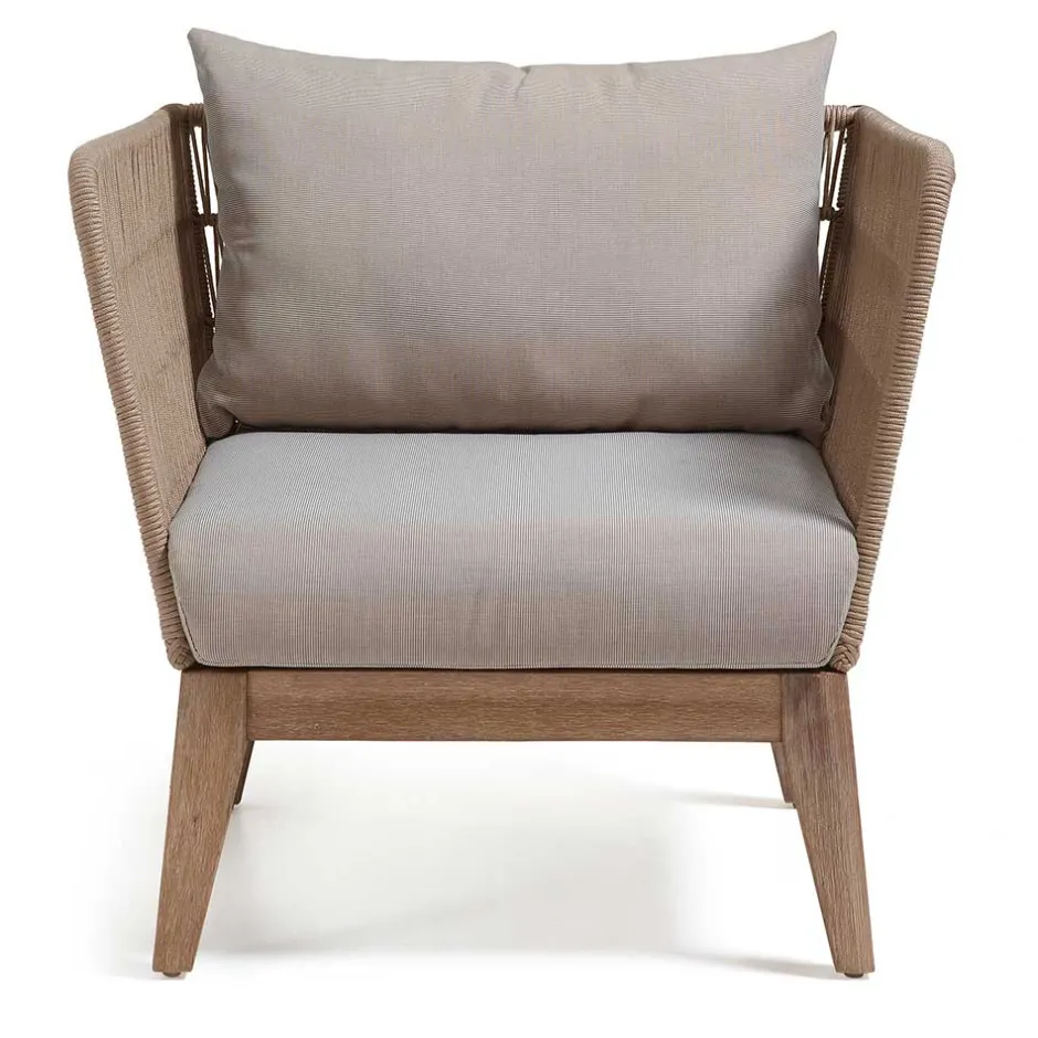 Wohnen Zwei Lounge Sessel Jelaninos mit Holz & Geflecht (2er Set)