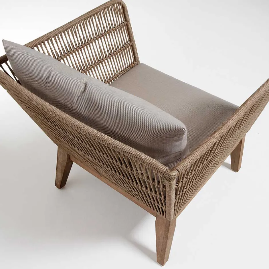 Wohnen Zwei Lounge Sessel Jelaninos mit Holz & Geflecht (2er Set)