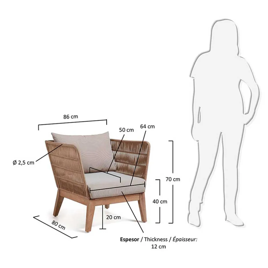 Wohnen Zwei Lounge Sessel Jelaninos mit Holz & Geflecht (2er Set)