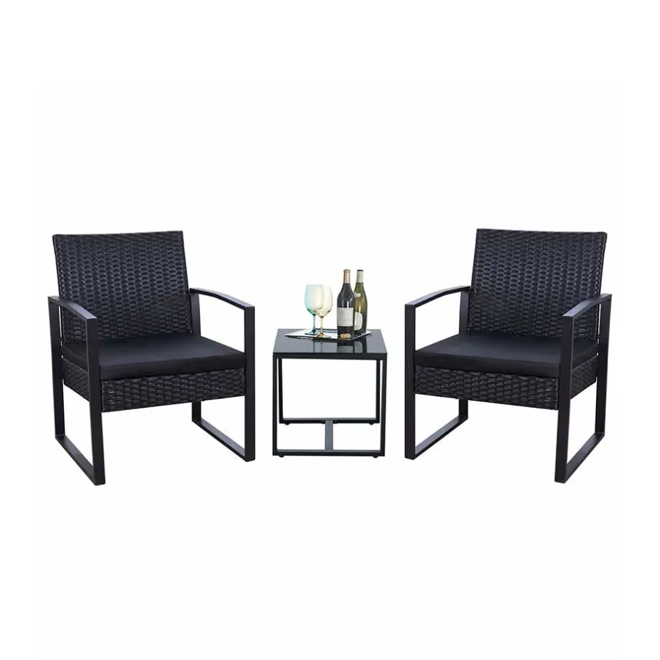 Wohnen Zwei Polyrattan Sessel & Beistelltisch - Donny (dreiteilig)