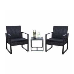 Wohnen Zwei Polyrattan Sessel & Beistelltisch - Donny (dreiteilig)