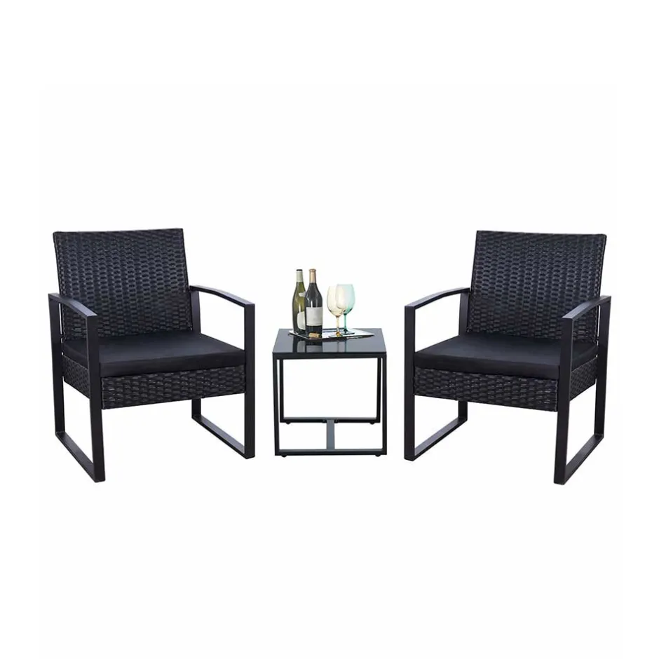 Wohnen Zwei Polyrattan Sessel & Beistelltisch - Donny (dreiteilig)
