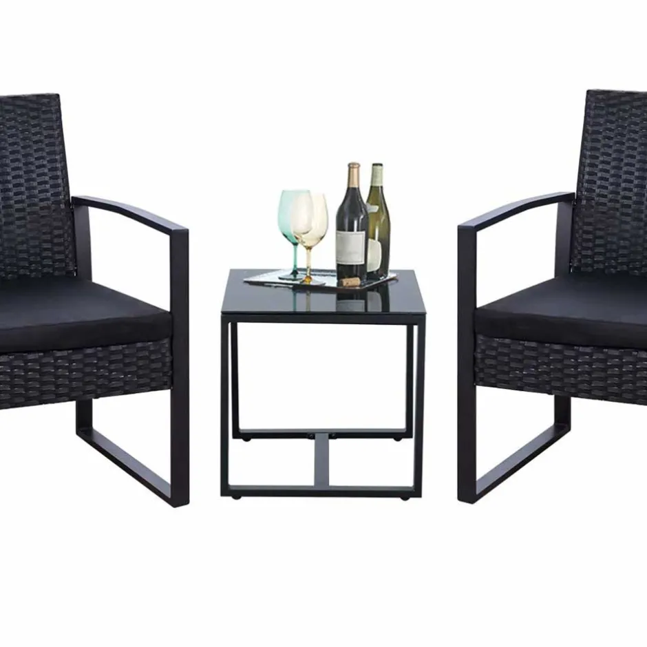 Wohnen Zwei Polyrattan Sessel & Beistelltisch - Donny (dreiteilig)