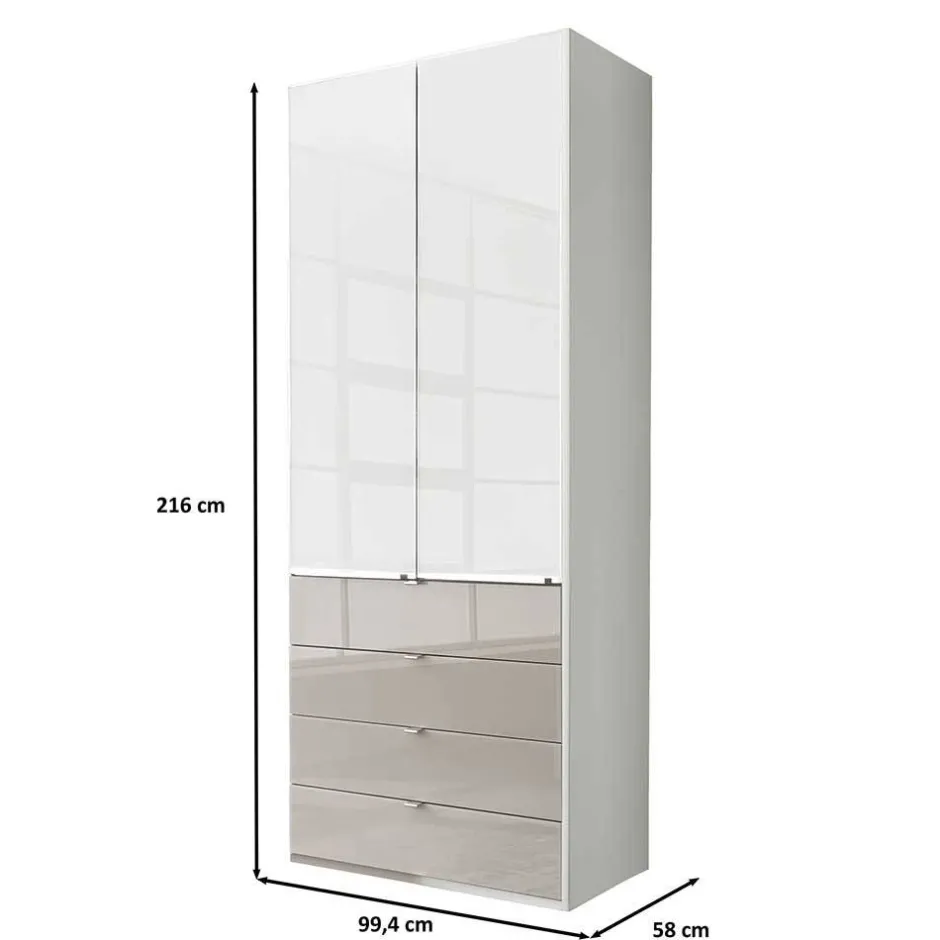 Wohnen Zweifarbige Kombi-Kleiderschrank 100 cm breit - Pascan