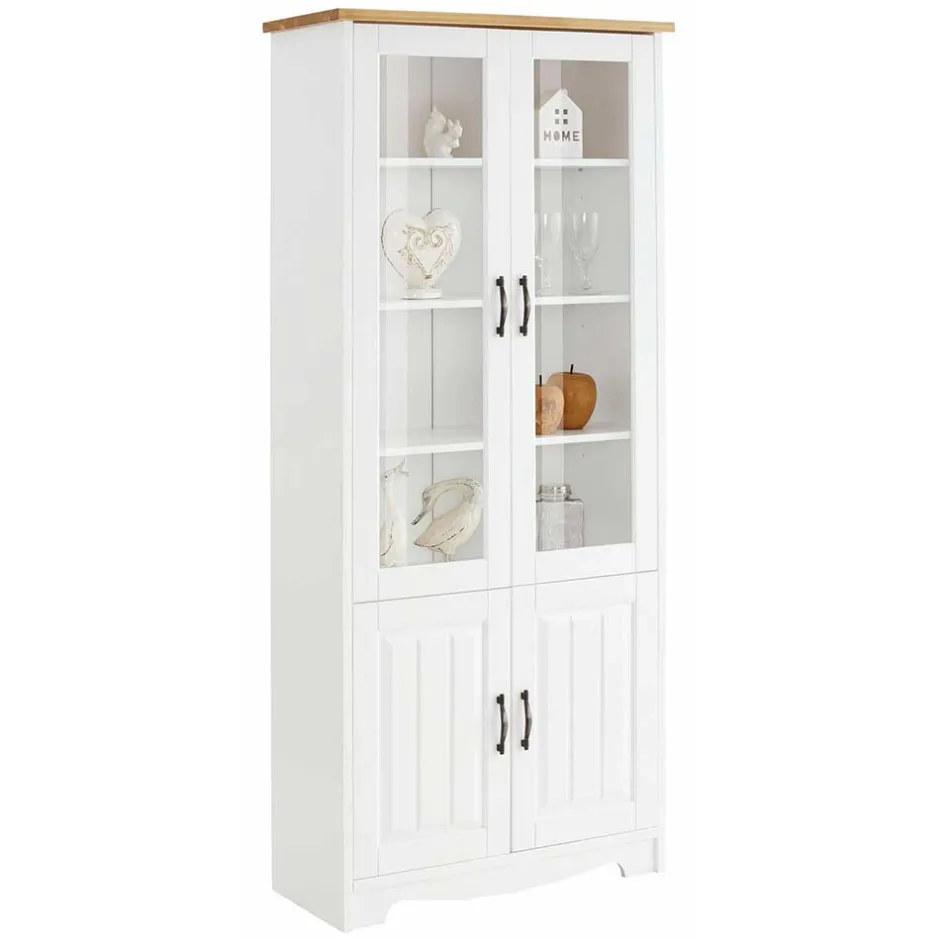 Wohnen Zweifarbige Landhaus Vitrine mit vier Türen - Ribeiro