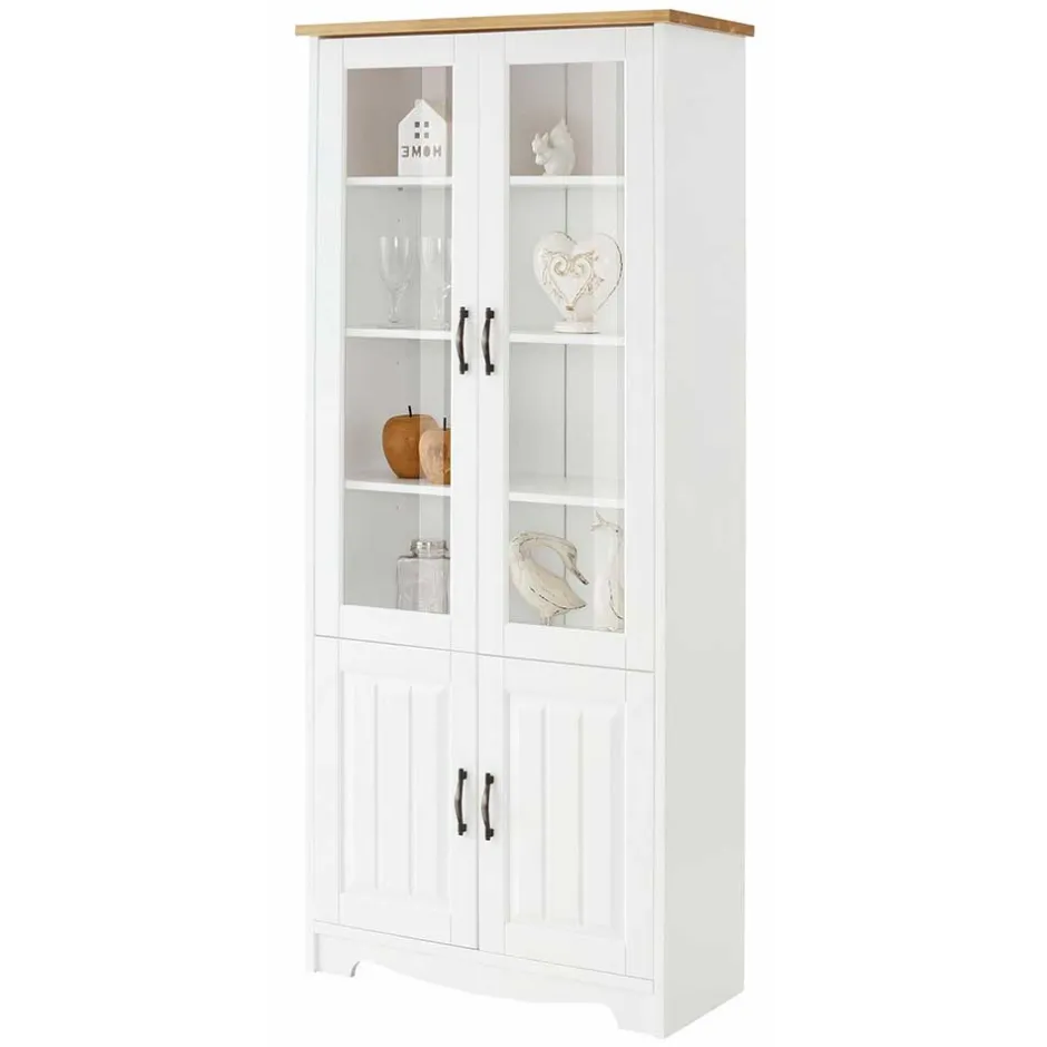 Wohnen Zweifarbige Landhaus Vitrine mit vier Türen - Ribeiro