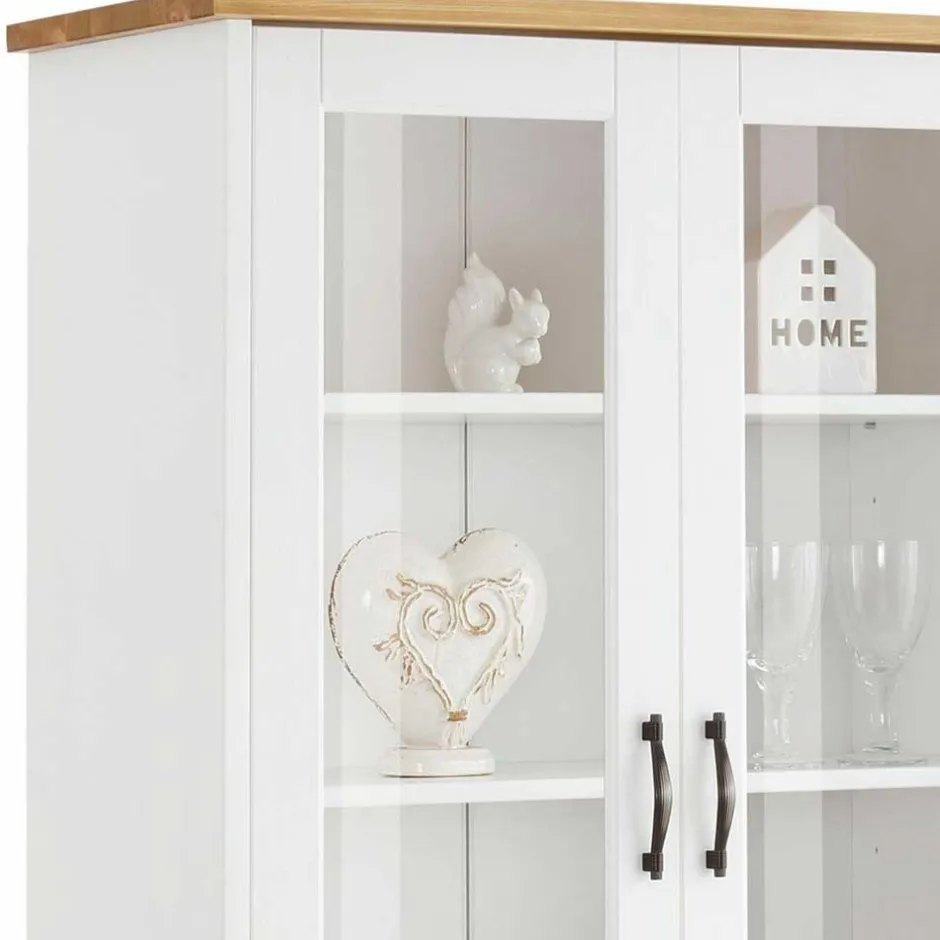 Wohnen Zweifarbige Landhaus Vitrine mit vier Türen - Ribeiro