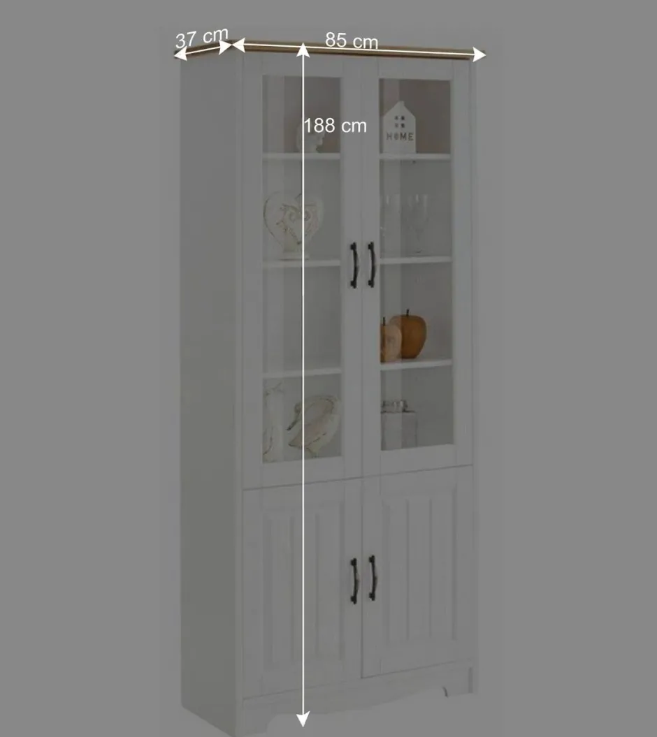 Wohnen Zweifarbige Landhaus Vitrine mit vier Türen - Ribeiro